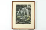 Michael Obodiwe, Forest Scene with Figures, Oil on board