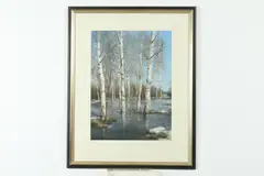Mikhail Nikiporenko, Winter Birches, Pastel