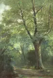 Barbizon School, Forest Scene, Oil on canvas