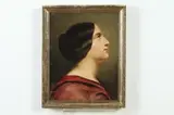 Portrait of Woman in Profile by Continental School, PORTRAIT OF WOMAN IN PROFILE, oil on panel, sold Apr 2017