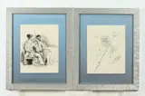 Constant Le Breton, ZEUS AND HERA and POSEIDON: TWO WORKS, identified on label verso, Ink drawings