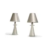 Pair of Rugiadoso Table Lamps by Ercole Barovier, for Barovier & Toso, blown and applied glass, brass, paper label to one example 'Made in Italy', sold Mar 2023