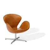 Arne Jacobsen, Swan Chair, for Fritz Hansen, leather, cast aluminum, with Fritz Hansen label on underside