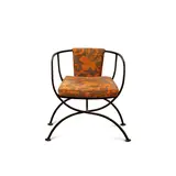 Savonarola Chair by Vladimir Kagan, iron with Jack Lenor Larsen cushion, sold Mar 2023