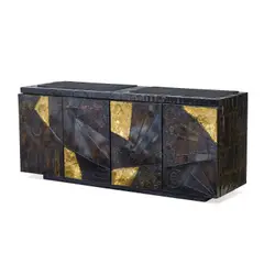 Paul Evans, PE-40A Cabinet, for Directional, welded, gilt, and enameled steel, painted wood, slate