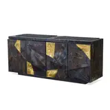 PE-40A Cabinet by Paul Evans, for Directional, welded, gilt, and enameled steel, painted wood, slate, sold Mar 2023