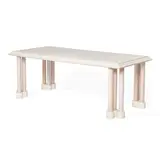 Custom Desk with Columnar Legs by Ettore Sottsass, executed by Sottsass Associati for the Mayer-Schwarz Gallery, Beverly Hills, cream and pale pink lacquered wood, sold Mar 2023