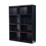 Tall Custom Double Bookcase by Ettore Sottsass, executed by Sottsass Associati for the Mayer-Schwarz Gallery, Beverly Hills, ebonized and cream painted wood, sold Mar 2023