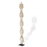 Mary Giles, Totem, waxed linen cord, puka shells, iron, signed and dated under the base 'M
