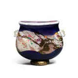 Kuniaki Kuroki, Kourin Vessel, blown glass with millefiore, applied blown glass handles, gilt decoration, signed on the underside