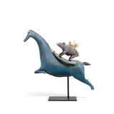 William Morris, Horse Rattle with Frog, blown and applied glass with black metal stand, signed and dated 'William Morris 1997' on underside