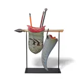 William Morris, Suspended Artifact, blown and formed glass with black metal stand