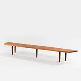 Long Bench by George Nakashima, 1960, walnut, sold Oct 2022