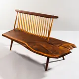 "Conoid" Bench by George Nakashima, 1960, walnut and hickory, sold Oct 2022