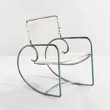 Walter Lamb, for Brown Jordan Rocking Chair, United States, tubular bronze with verdigris patina, probably original cording, unmarked, ht