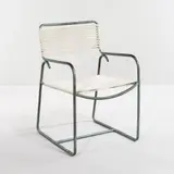 Walter Lamb, for Brown Jordan Armchair, United States, tubular bronze with verdigris patina, original cording, unmarked, ht