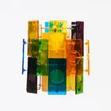 Color Block Hanging Fixture, Untitled, 1960, polychrome plastic panels set on enameled wire frame