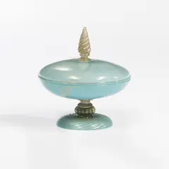 Murano Glass Covered Compote, mid-20th century, unsigned, ht. 7 1/2 in. (19 cm).