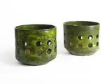 Mado Jolain, Deux cache-pots, A pair of enamelled ceramic flowerpots by Mado Jolain designed circa 1955