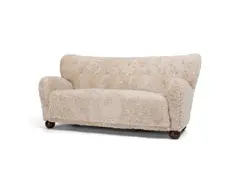 Märta Blomstedt, Sofa «Aulanka», A birch wood and sheepskin "Aulanka" sofa by Märta Blomstedt designed in 1939