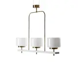 Paavo Tynell, Suspension à trois lumières mod. 501, A brass, lacquered metal and opal glass mod