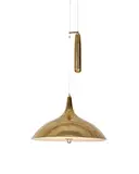 Suspension avec système de contrepoids mod. A1965 by Paavo Tynell, A perforated brass, frosted glass and brass model A1965 pendant lamp with counterweight by Paavo Tynell for Taito Oy des, offered Dec 2022
