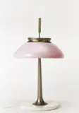 Stilnovo Editeur, Lampe de table mod. 8091, A nickel plated metal, glass and marble model 8091 table lamp by Stilnovo with label circa 1950