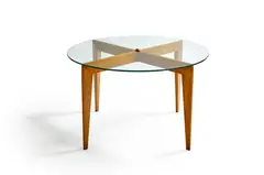 Gio Ponti, Table d'appoint, An ash wood and glass side table designed by Gio Ponti for ISA in 1953-57