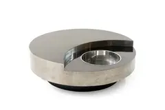 Willy Rizzo, Table basse pivotante mod. TRG, A brushed steel and black resin revolving model TRG coffee table by Willy Rizzo deisgned in 1969