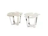 Bismut & Bismut, Paire de tables basses «Puzzle», commande spéciale, A pair of steel and leafed wood "Puzzle" special command coffee tables by Bismut & Bismut designed circa 2010