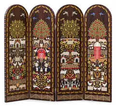 Studio Job, Paravent «Bavaria», Consisting of Indian rosewood, polychrome wood veneers, wood marquetry and brass