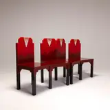 Banc «Lacquer Conjoint Chairs in Scarlet» by Li Naihan & Zhou Runda, A lacquered pine wood "Lacquer Conjoint Chairs in Scarlet" bench by Li Naihan & Zhou Runda designed in 2020, offered Dec 2022
