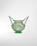 Artisti Barovier, Soffiato Vase, blown glass with applied handles and iridescent surface, paper label