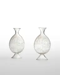 S.A.L.I.R., Pair of Vases, blown glass with wheel engraved surface decoration