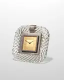Desk Clock by Paolo Venini, for Venini, glass, nickel plated steel, stamped 'VENINI MURANO MADE IN ITALY', sold Jun 2022