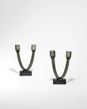 Pair of Candelabra by Paolo Venini, for Venini, mole-grey glass, acid stamp 'venini murano ITALIA', paper label 'VENINI MURANO VENEZIA MADE IN ITALY', sold Jun 2022