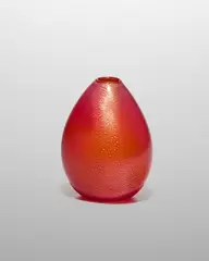 Vase by Flavio Poli, for Seguso Vetri d'Arte, cased glass with gold foil applications, foil label 'MADE IN MURANO ITALY', sold Jun 2022