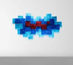 Toni Zuccheri, Monumental Patchwork Wall Light, for Venini, brass, polychrome glass panels
