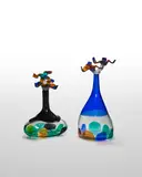 Luciano Gaspari, Two Bottles with Stoppers, , blown and applied glass, each engraved 'Salviati'