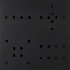 Lochobjekt by Herbert Zangs, 1970er, Lochbohrungen in Tischlerplatte, mit Acryl schwarz gefasst, sold Sep 2022