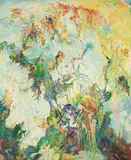 "Der Mohn verwirrt" by Bernard Schultze, 1986-87, Öl auf Leinwand, sold Jun 2022