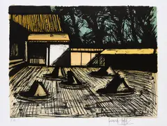 Temple Daibutsu-den by Bernard Buffet, 1982, Farblithografie auf Bütten, sold Apr 2022
