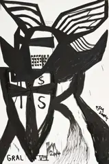 "Tapferkeit" by Jonathan Meese, 2004, Öl auf Leinwand, sold Jun 2022
