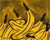 Thomas Baumgärtel, "Bananenberg klein", 1995, Sprühfarbe auf Leinwand