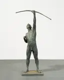 August Bischoff, Bogenschütze, Bronze, graubraun patiniert und Nylonfaden