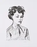 Stephan Balkenhol, Junge Frau, 2015, Lithografie auf Zerkall (Wasserzeichen)