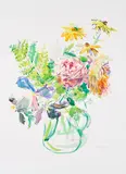 Oskar Kokoschka, Sommerblumen in Glaskrug, 1969/75, Farblithografie auf BFK RIVES (Wasserzeichen)