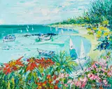 Yolande Ardisson, Küstenlandschaft, Öl auf Leinwand