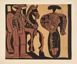 Picador et torero attendant le paseo de cuadrillas by Pablo Picasso, 1959, Farblinolschnitt auf ARCHES (Wasserzeichen), sold Jun 2022