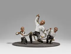 Laocoön by Stephan Balkenhol, 2016, Bronze, patiniert und farbig gefasst, sold Jun 2022